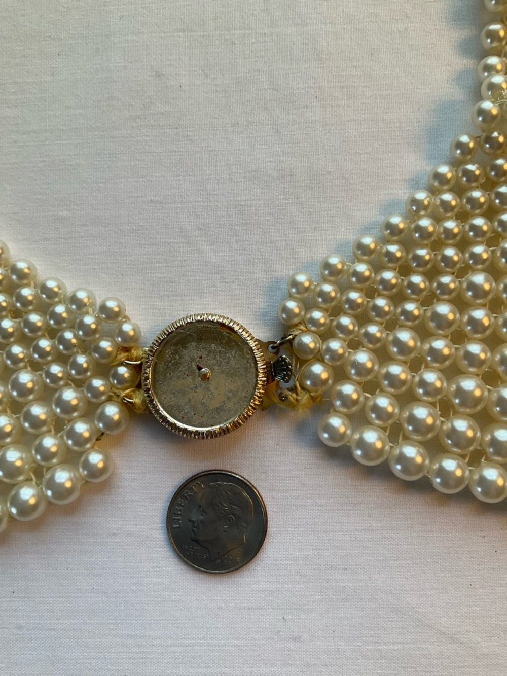 Statement Pearl Collar Necklace - Ivory Pearl Bib - Picture 5 of 9